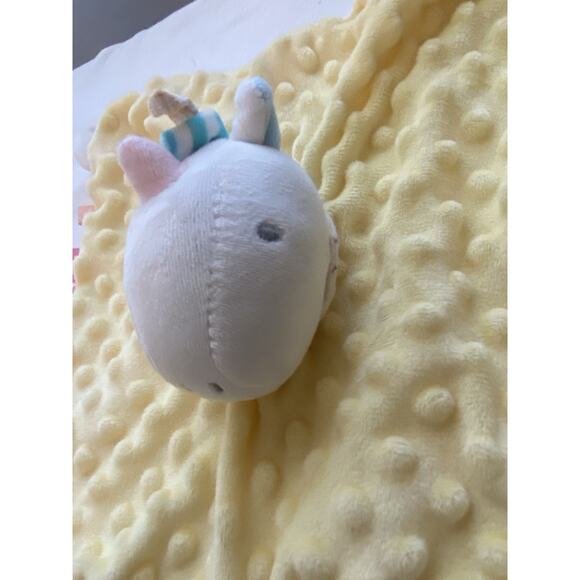Appease Toys Baby Lovey Yellow Unicorn Minky Dot Rattle Star Teether No Tag - Picture 5 of 12